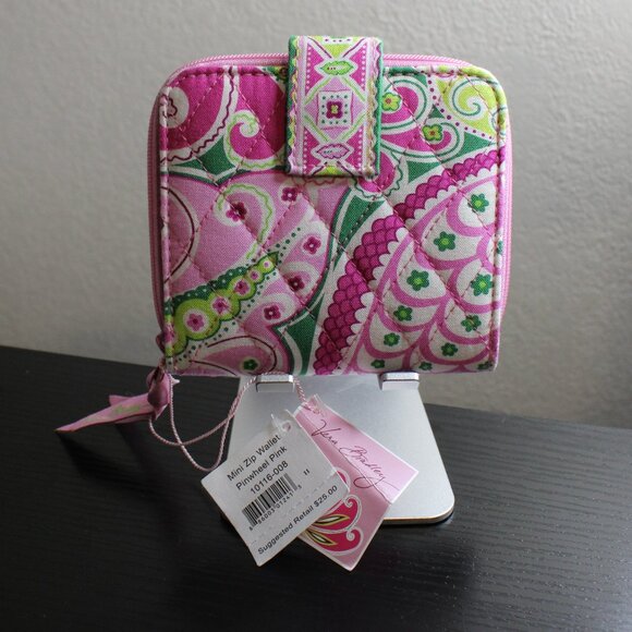 Vera Bradley Mini Zip Wallet Pinwheel Pink - Picture 4 of 10